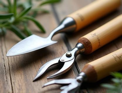 Eco-friendly hand trowel, pruners, and spade with bamboo handles